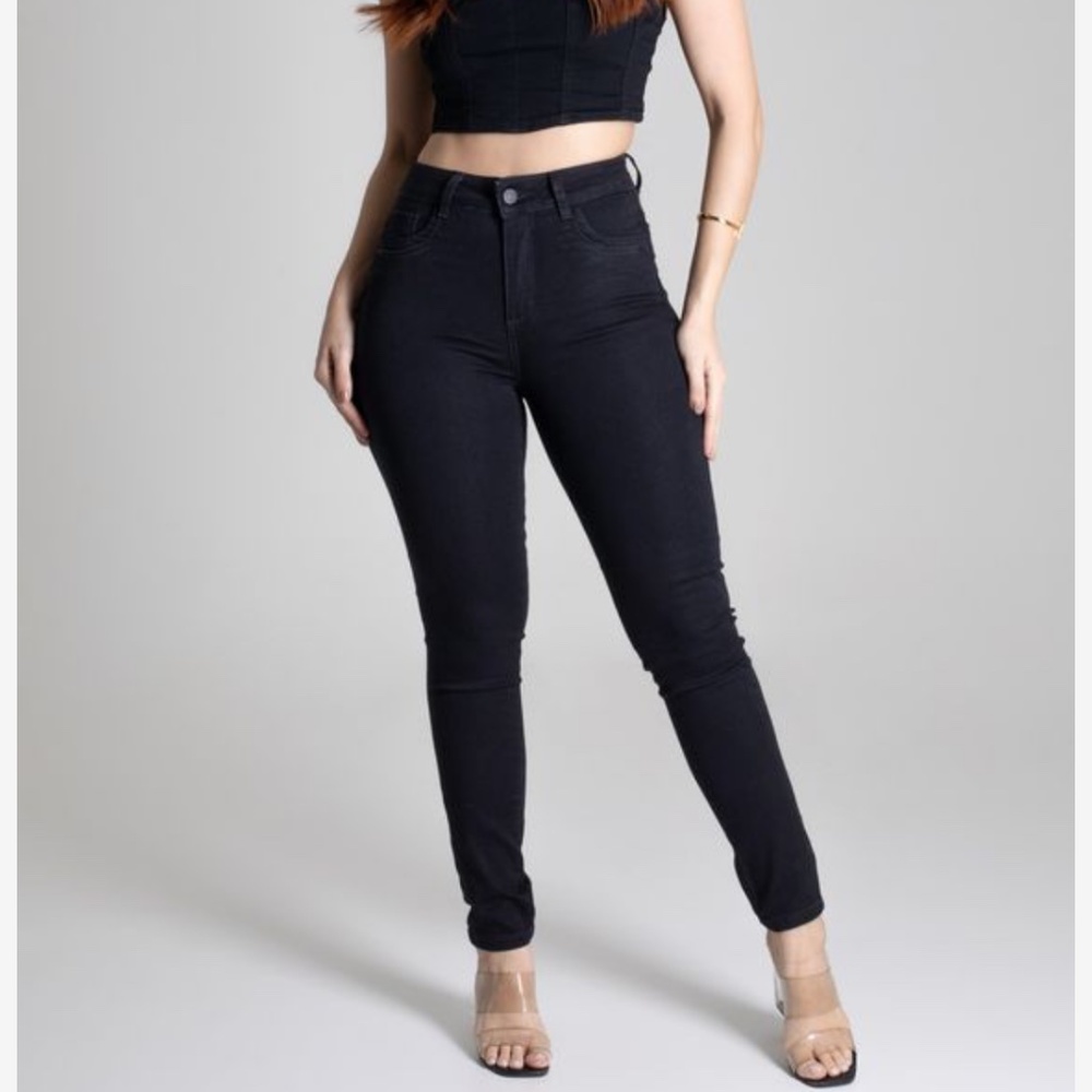 High Waist Butt-Lifting Black Twill Pants-Comfortable and Stylish